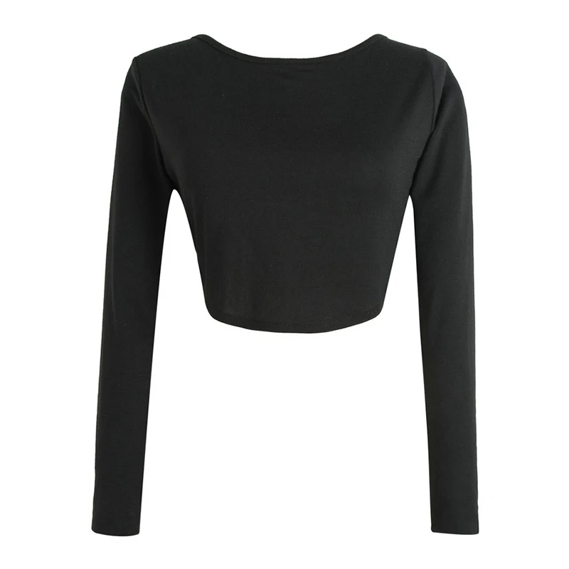 Сексуальная молния укороченная футболка Для женщин Твердые Растениеводство