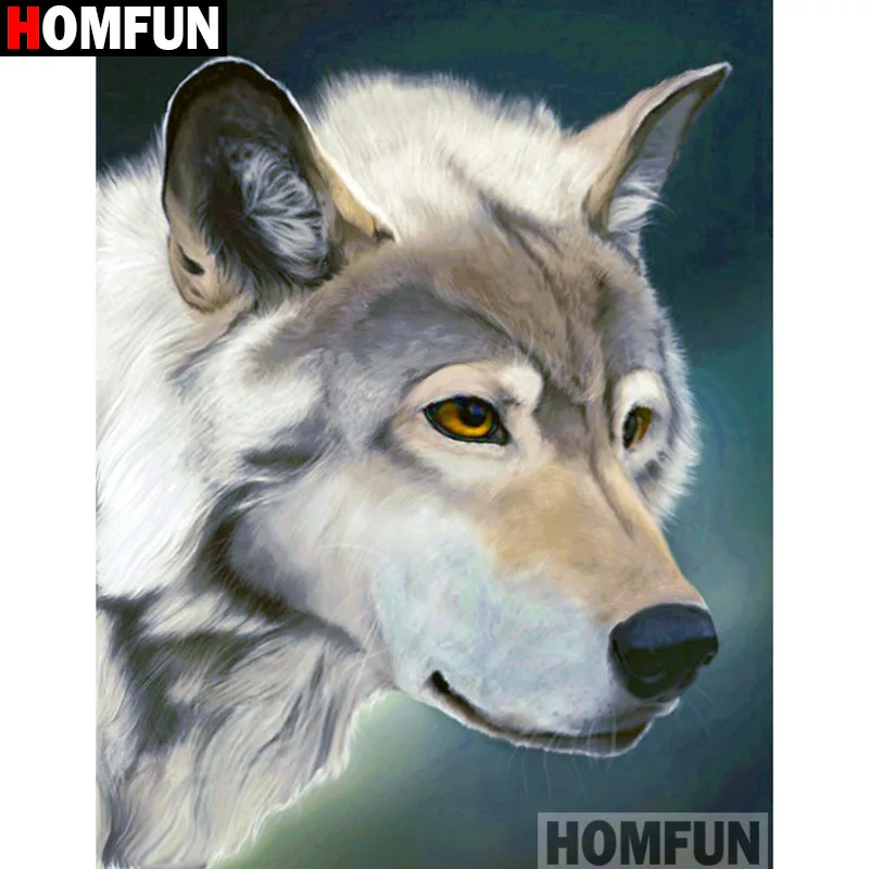 Алмазная живопись HOMFUN A16236 картина волк с квадратными/круглыми стразами вышивка