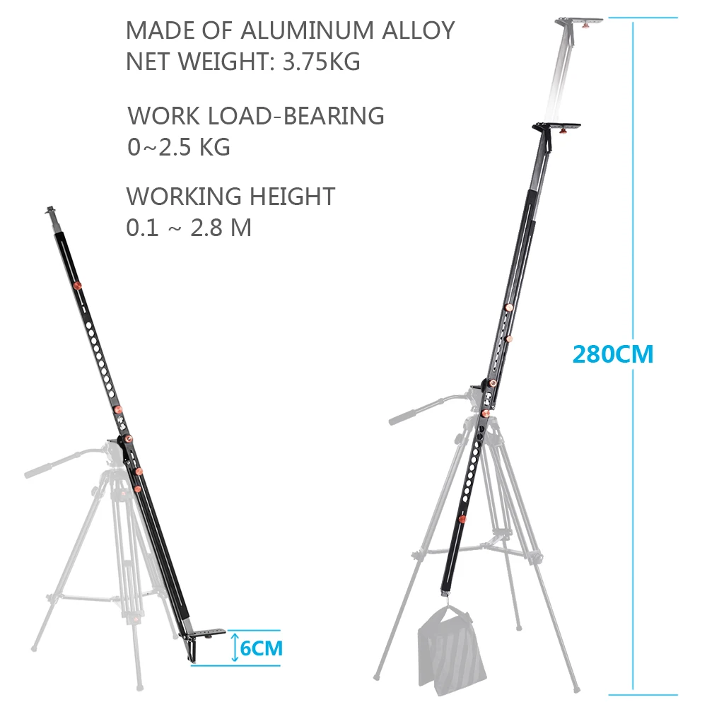ASHANKS Фотография Портативный поворотный кран складной алюминиевый Pro Fotografica DSLR