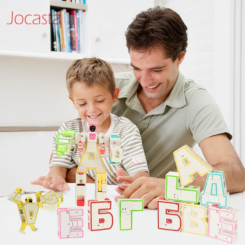 Блоки русского алфавита модель робота-трансформера сделай сам 6 шт./компл.