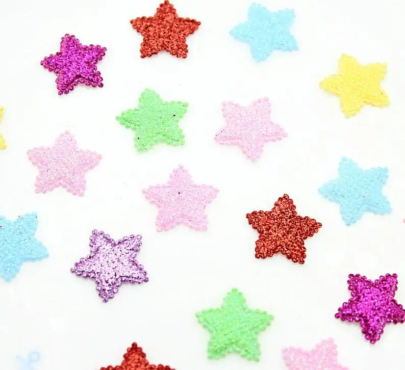 

1000pcs Glitter Star Appliques Single Sided Iridescent Stars Scalloped Cut Outs Patches Party Confetti, Scrapbooking 20mm