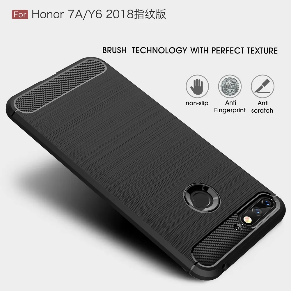 Guties матовые Силиконовые чехлы из углеродного волокна для Huawei Honor Y6 2018