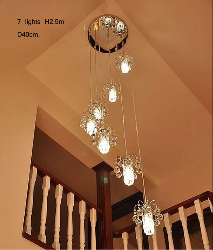 Современные E14 Светодиодные лестницы лампы составное Вращение кристалл