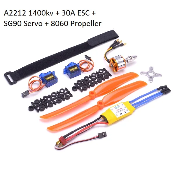 motor ESC Prop servo A2212 2212 1400KV бесщеточный двигатель 30A ESC крепление двигателя 8060 пропеллер SG90 9G микро сервопривод Набор для RC фиксированного крыла самолета вертолета - Цвет: motor ESC Prop servo