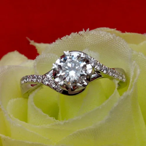 Настоящее 18K Белое Золото хорошее ювелирное изделие настоящее 0.45CT кольцо с