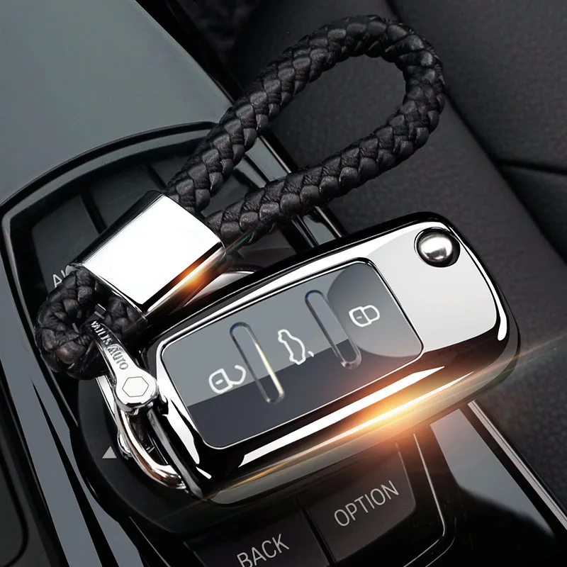 SILVER KNIT CHAIN Чехол для автомобильного ключа для Volkswagen polo passat b5 golf 4 5 6 mk6 tiguan golf CrossFox Eos Scirocco jetta аксессуары для автомобильных ключей - Название цвета: SILVER KNIT CHAIN