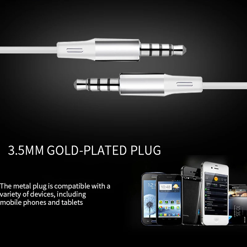 Wired Earphones Stereo Headset With Microphone In-Ear Earbuds Universal For Samsung iphone 6s Smartphone | Электроника