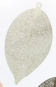 White K Plated BoYuTe(10 шт./лот) металлическая латунная филигрань 75*35 мм большой лист кулон Diy ручной работы ювелирные аксессуары - Окраска металла: White K Plated