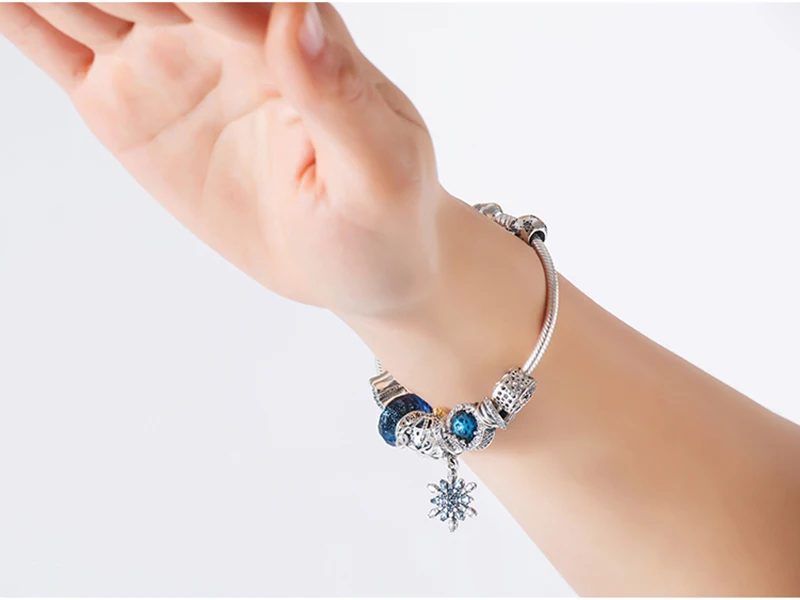 925 Sterling Silver Spiritual Dreamcatcher Dangle Charm Fit Pandora Original Bracelet Bright Blue Star Charm Fashion Jewelry