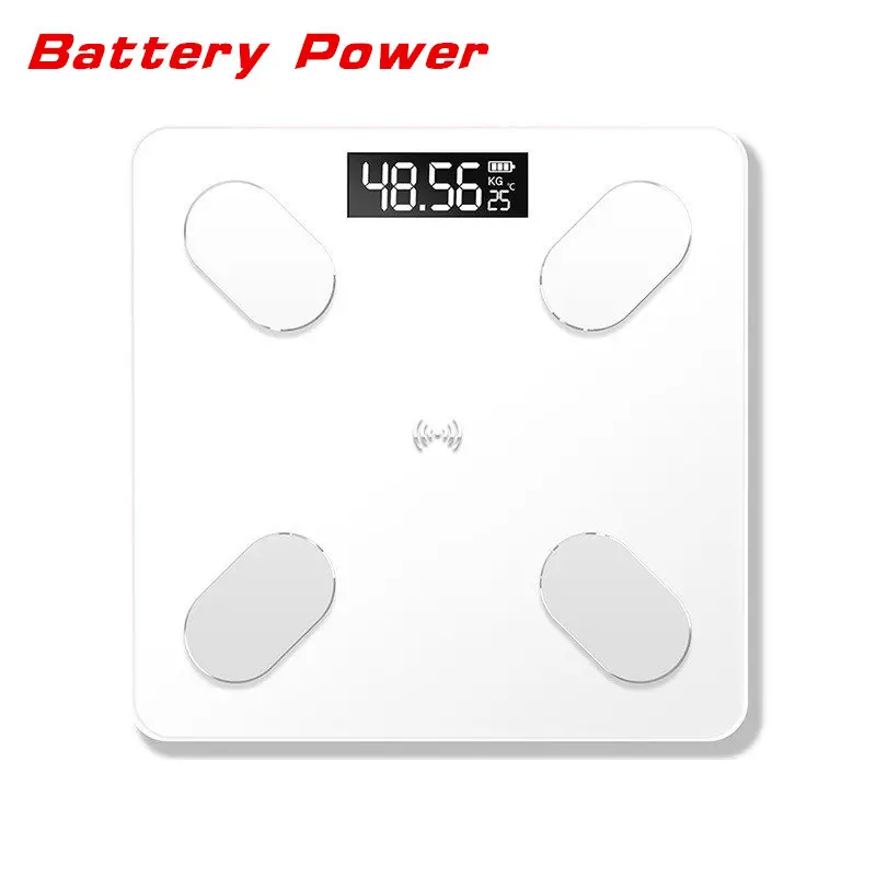 White Battery Bluetooth весы напольные весы Smart BMI весы lcd Цифровые весы для ванной комнаты анализатор состава тела с приложением для смартфона - Цвет: White Battery