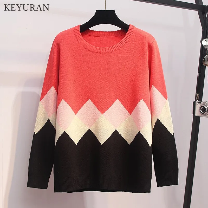 Large Size XL-5XL Women Pullover Sweaters 2019 Autumn Winter Round Collar Loose Oversize Female Casual Knit Jumpers Outerwear | Женская