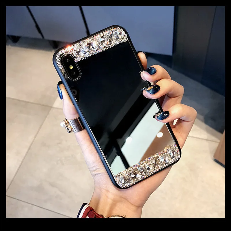 Зеркальный телефонный чехол со стразами для Samsung S10 Plus S10Lite S8 S9 S7 Edge Note 20 10 9 8 J8 J4 J6 J5