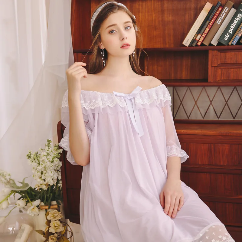 2019 ночная рубашка для медового месяца в стиле принцессы элегантный кружевной
