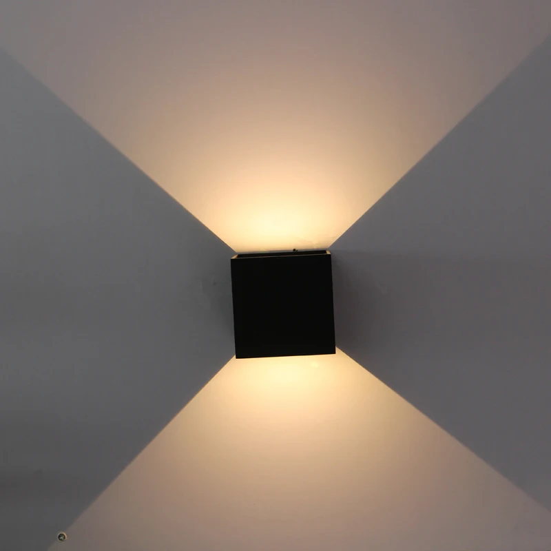 Beste Nieuwe Collectie 3 In 1 Verwisselbare Kleur Wandlamp Outdoor Verlichting IP65 Waterdichte Buitenkant Aluminium Cube Up Down Muur Muur Licht