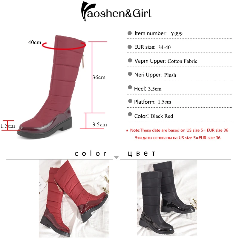 Haoshen&ampGirl Snow Boots Women Winter Waterproof Platform Fur Shoes Wedges Heels Knee High Patent Leather | Обувь
