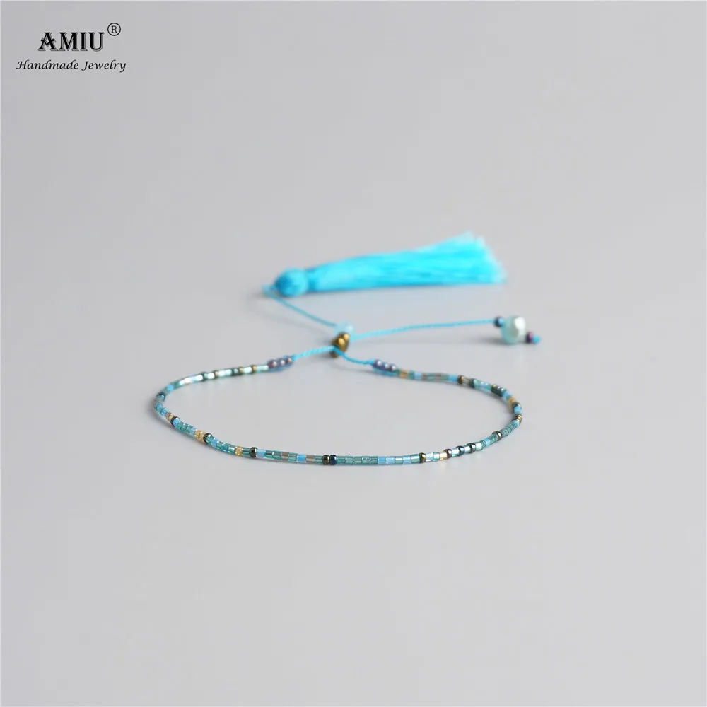 AMIU ручной работы MIYUKI браслет из бисера прекрасные популярные кисточки счастливые браслеты и браслеты для женщин и мужчин браслеты из бисера - Окраска металла: 1