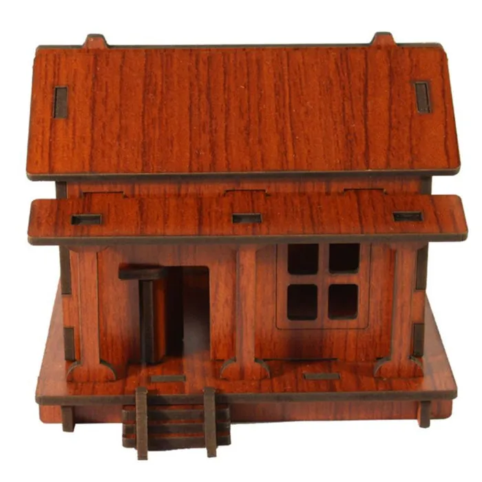 Оптовая продажа Прямая поставка DIY Дом 3d головоломки игрушки деревянные для