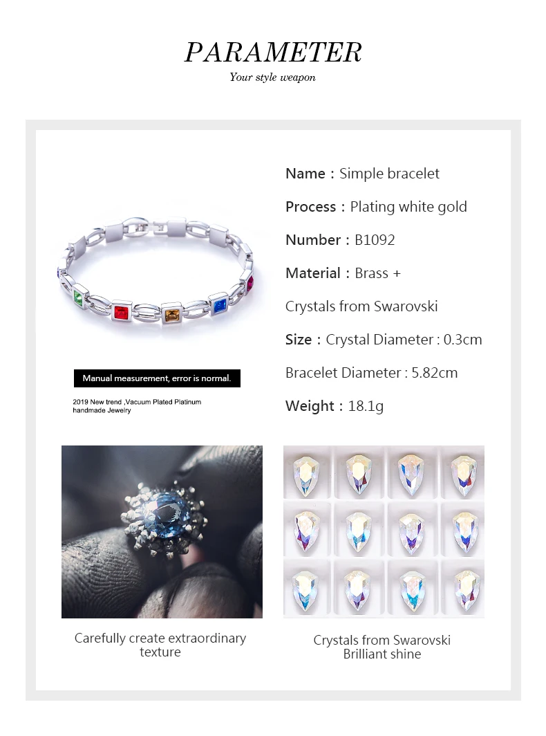 CDE красочные украшенные кристаллами от Swarovski браслеты серебряные ювелирные изделия платины трендовые браслеты, ювелирные изделия