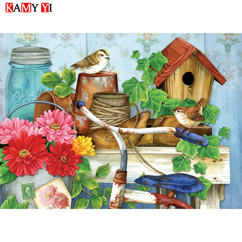 

KAMY YI Full Square/Round Drill 5D DIY Diamond Painting"Birds and flowers"Mosaic Stitch Diamond Embroidery Home Decor Gift HYY