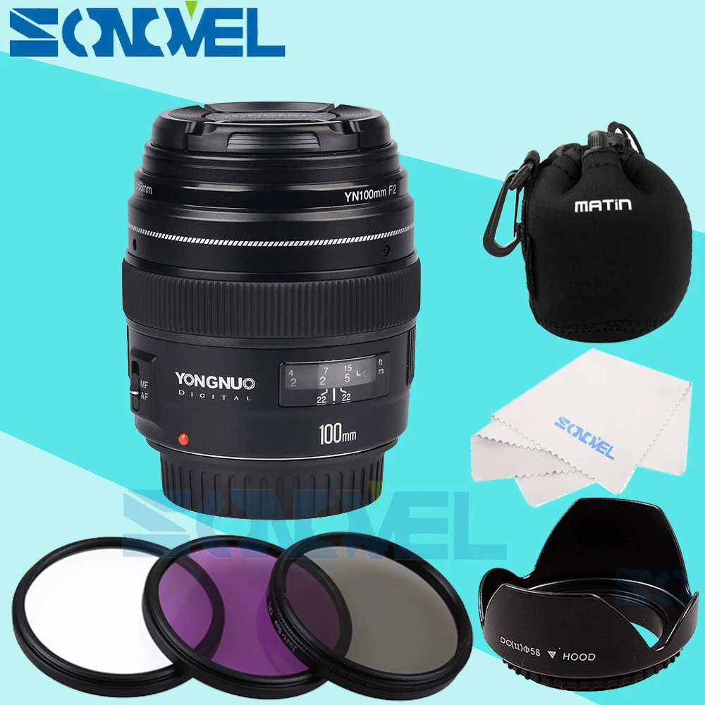 Объектив камеры Yongnuo YN100mm F2 AF MF Medium Telephoto Prime для Canon EOS Rebel 5D IV 1300D 800D 760D 750D 200D 77D Mark IV|lens