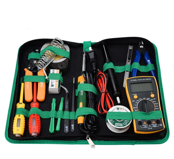 

16 in 1 Household Profession Multi-purpose Repair Tool Set With Soldering Iron Digital Mulimeter For Laptop PC Tablet