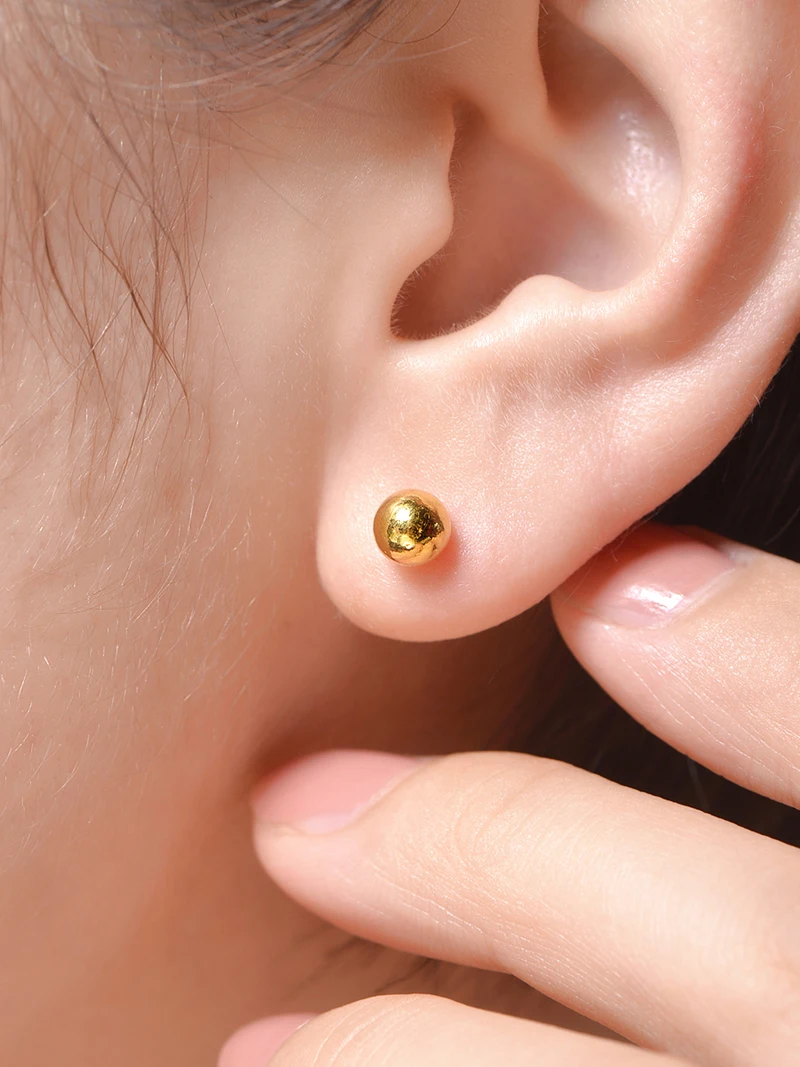 Серьги HMSS 24k из чистого золота с искусственным верхом высококлассные круглые
