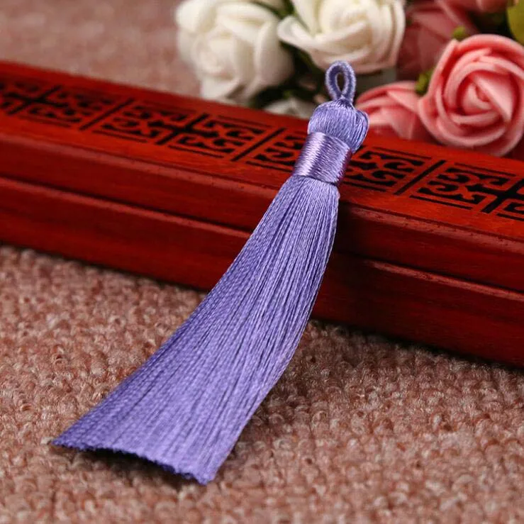 LightPurple x50PCS 50 шт. X 8 см бахрома отделка кисточки для Сделай Сам ремесла Ювелирные изделия шторы телефон одежда сумки подушки Закладка украшения ледяной шелк - Цвет: LightPurple x50PCS