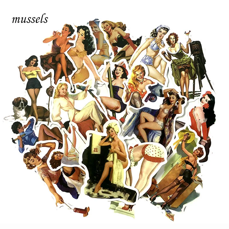 50 шт./компл. Красивая Ретро Девушка для ноутбука ноутбук автомобиль мотоцикл