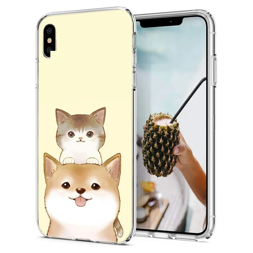 Case For iPhone 7 8 Plus 6 6S/6 Soft TPU Cover Design Cat Rabbit X XS XR Max Phone Back Fundas Q193 |