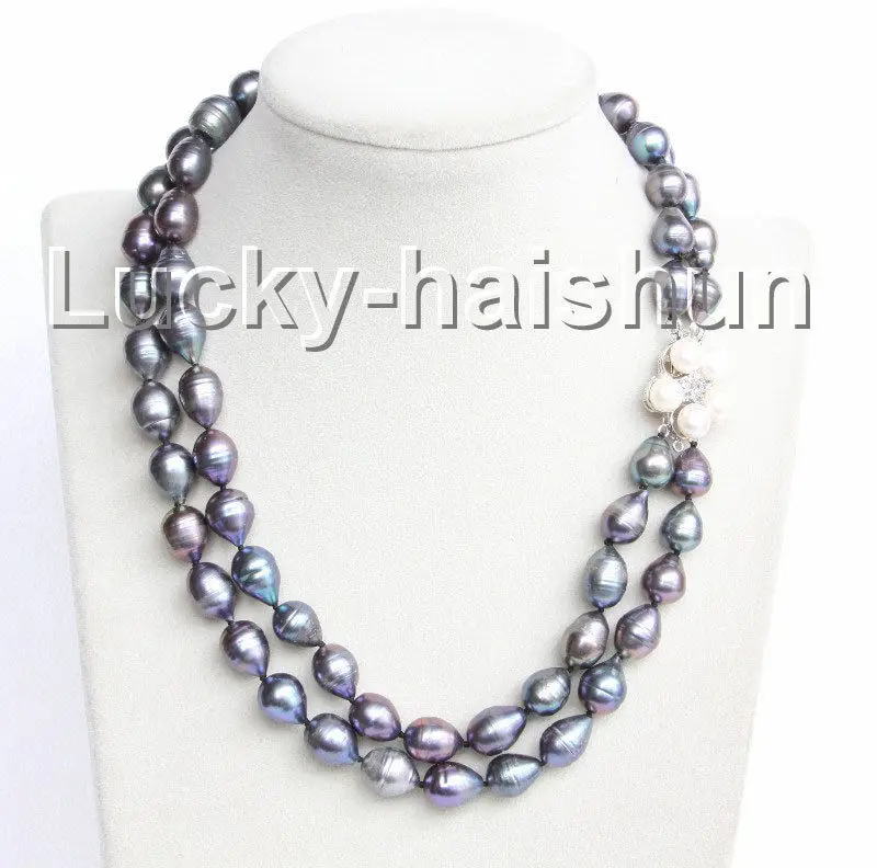 

Baroque 17-18" 13mm black freshwater pearls necklace j10994