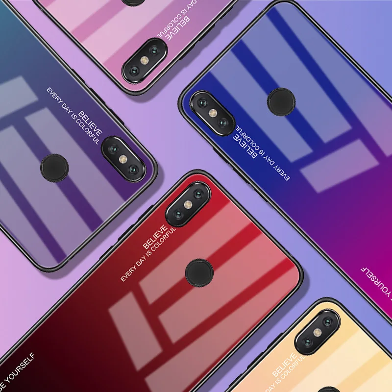 Градиентный чехол из закаленного стекла для Xiaomi MI9 Mi8 Mi A2 Lite 6X 5X A1 Redmi Note 7 защитный