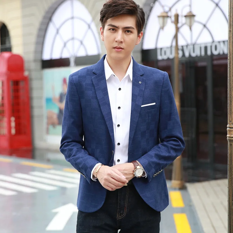 Новый мужской блейзер мужская повседневная приталенная куртка Мужская