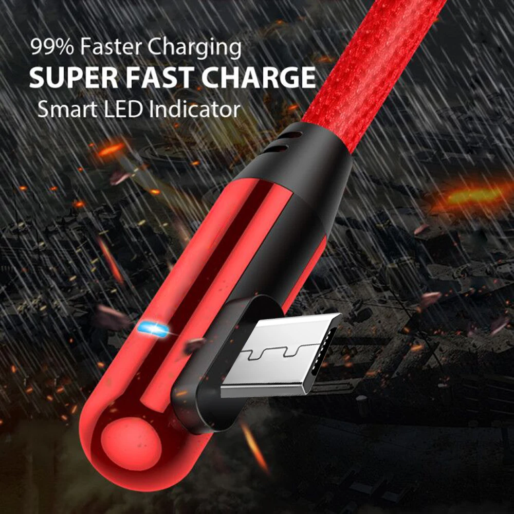 Кабель Micro USB VOXLINK 90 градусов кабель для быстрой зарядки Samsung/xiaomi/lenovo/huawei/HTC/Meizu