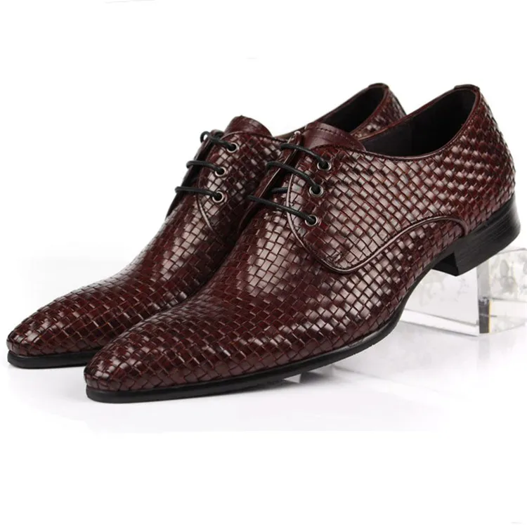 Woven Design Pointed Toe Summer Mens Business Shoes Genuine Leather Dress Male Formal Wedding | Обувь