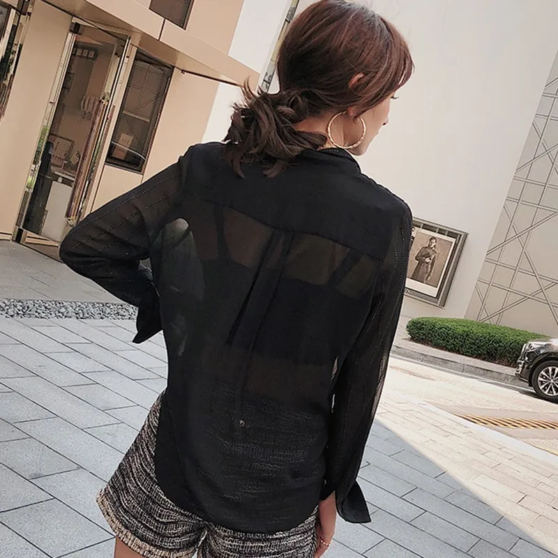 TWOTWINSTYLE шифон женские топы и блузки Рубашки нагрудные с длинным рукавом