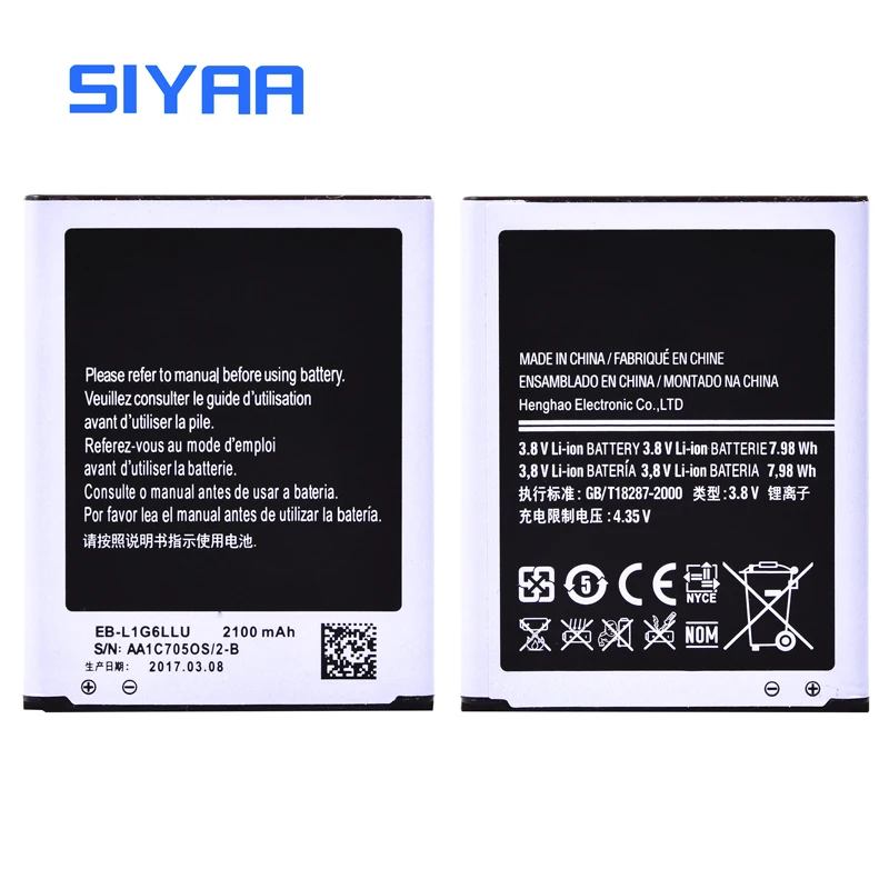 SIYAA оригинальный EB L1G6LLU батарея для Samsung S3 i9300 i9305 i9082 i9128 T999 высокой емкости 2100 мАч