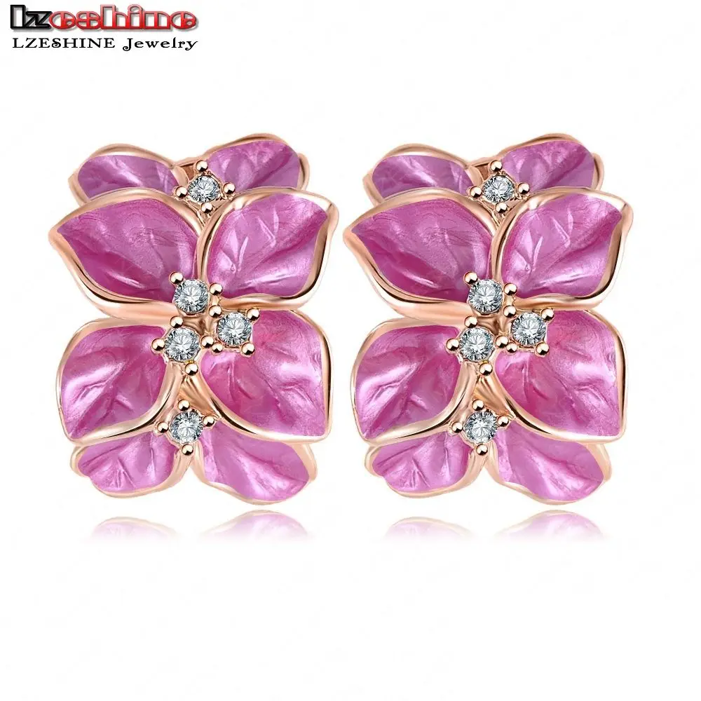 LZESHINE Свадебные украшения женские серьги Bijoux розовое золото цвет настоящие