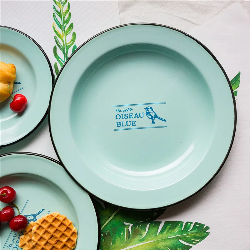 (3 шт./компл.) набор тарелок с эмалью тарелка рисунком птицы|plate dish|enamel platedish dishes |