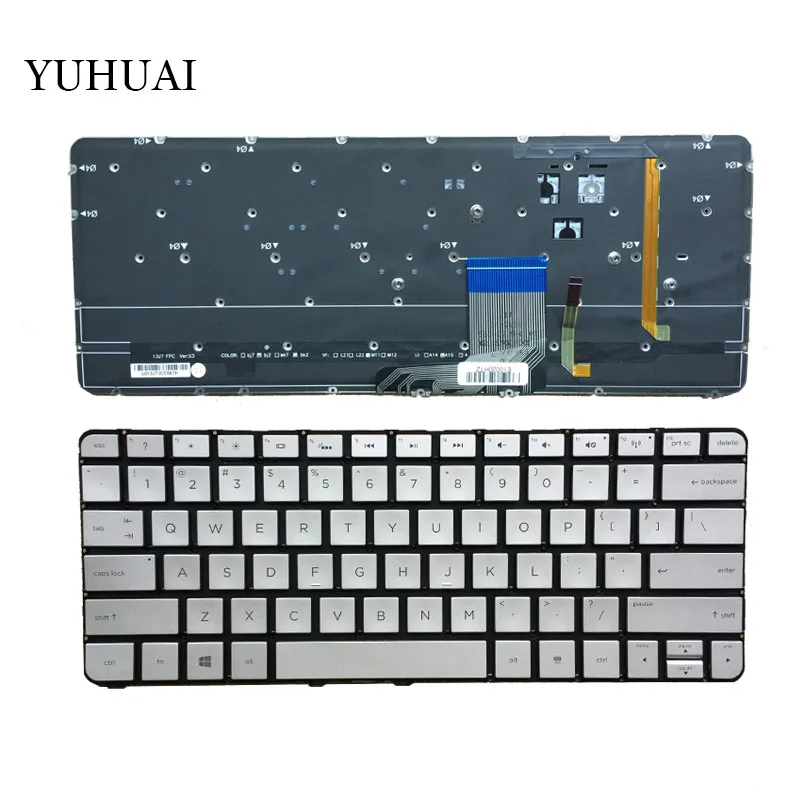 

New Laptop keyboard for HP Spectre 13-3000 13-3000ea 13-3000ed 13-3000ee 13-3000er US 743897-001 No Frame Silver With Backlit