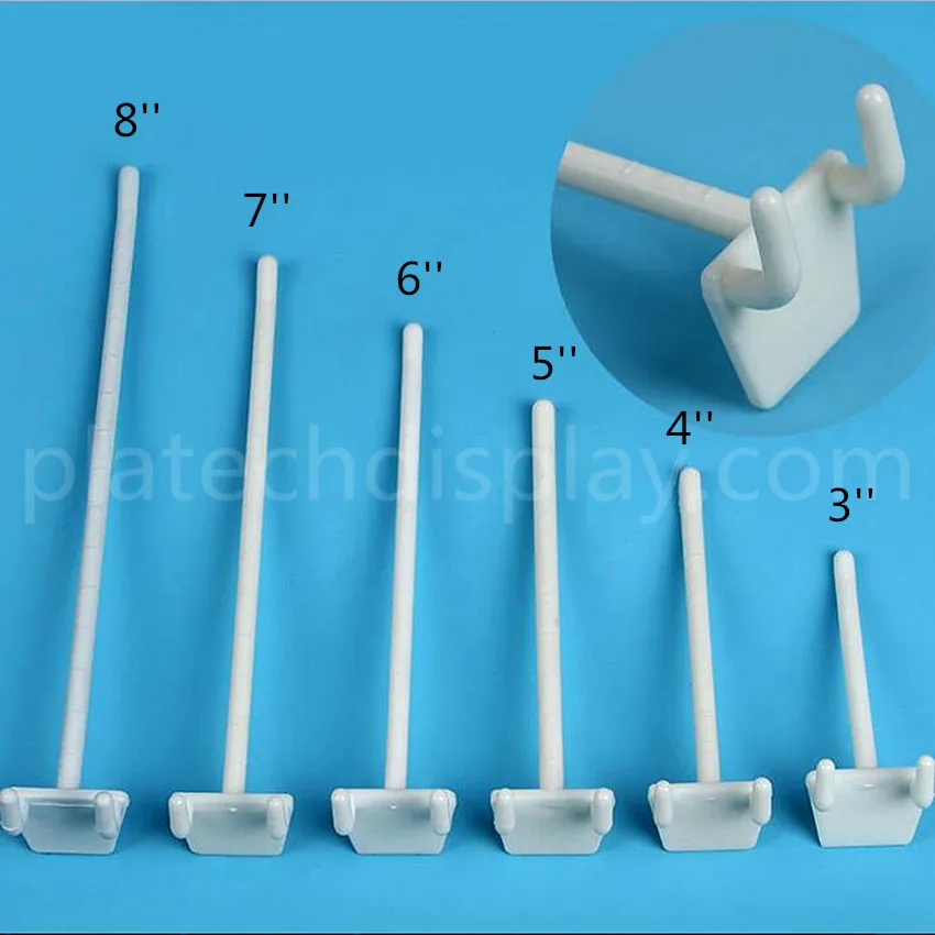 Фото Пластиковые Висячие Крючки для демонстрации товаров, белые крючки для хранения вещей, полка для супермаркетов и магазинов, 100 шт. №5