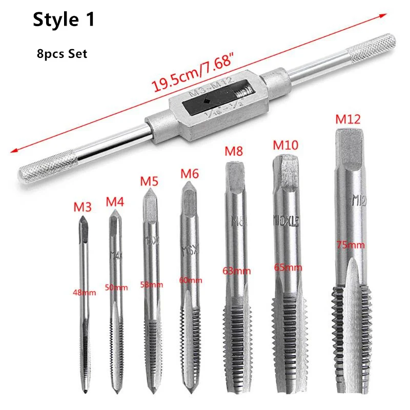 M3-M8/M12 6/8 шт. ручной винт нитки метрической зажигания Нажмите комплект M3-M12 с разводной ключ