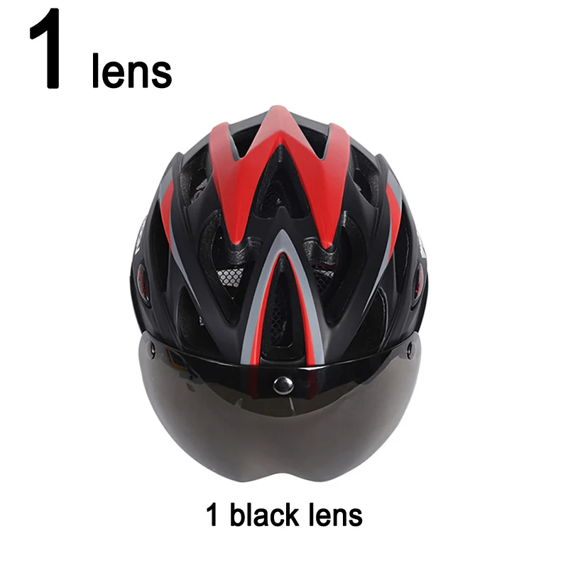 Red Black 1 Lens MOON 275g Магнитные очки Сверхлегкий велосипедный шлем с объективом в форме велосипеда шлем 25 вентиляционных отверстий Casco Ciclismo - Цвет: Red Black 1 Lens