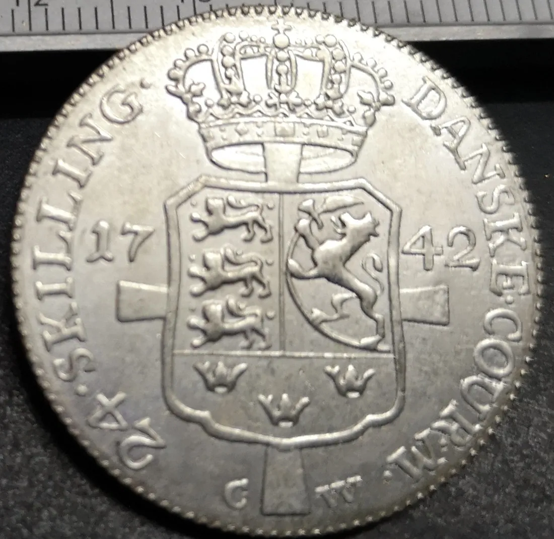 1742 Дания 24 ролика данск Кристиан Ви серебряная копия монеты|coin coins|coin copycoins silver |