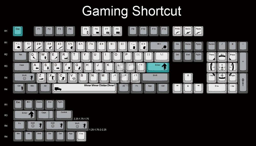 Бесшумная игровая клавиатура colorway PUBG gh60 xd60 xd84 tada68 rs96 zz96 87 104 660|Клавиатуры| |