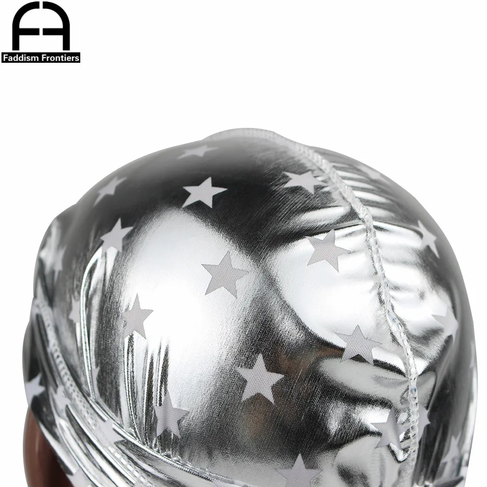 Unisex Men Women Reflective Silk Durag Stars Soft Silky Durags Turban Hat Bandana Headwear Long Straps Waves Cap Do Du Rag |