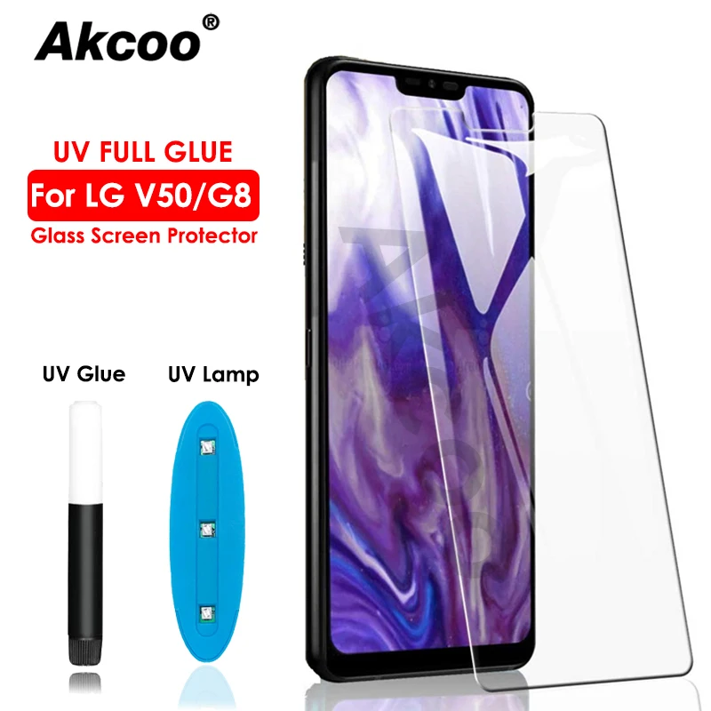 Akcoo 10D прозрачная УФ-пленка для LG V50 V40 V30+ Защитная пленка на весь экран для LG G7 G8 ThinQ H930