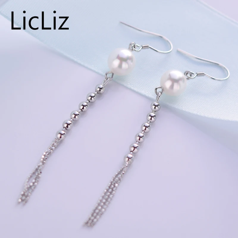 Женские серьги-подвески lililiz длинные серьги-капли из серебра с пресноводным