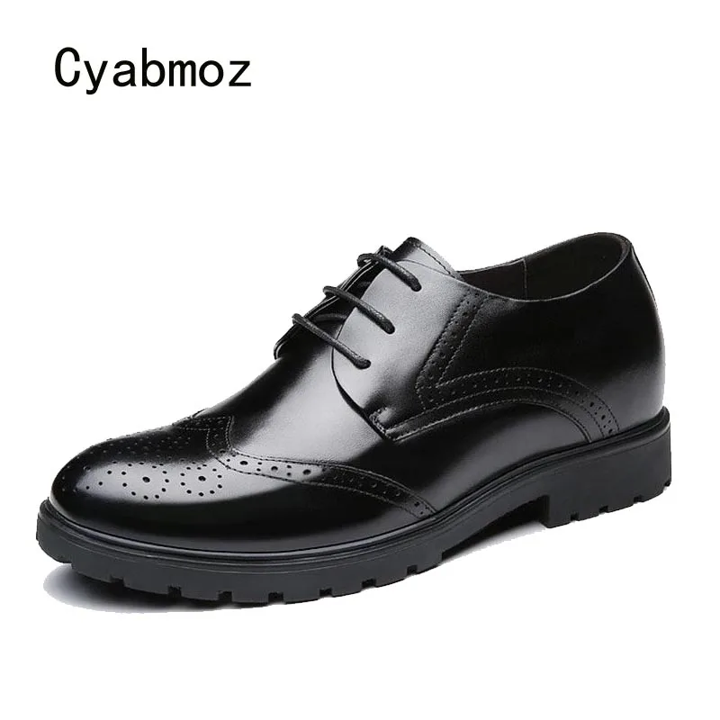 Cyabmoz/мужские туфли из натуральной кожи визуально увеличивающие рост