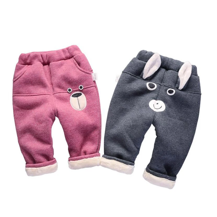 Baby girls pants boys winter plush trousers kids super warm long 1-4Y baby velvet cotton thickening new born cute | Мать и ребенок