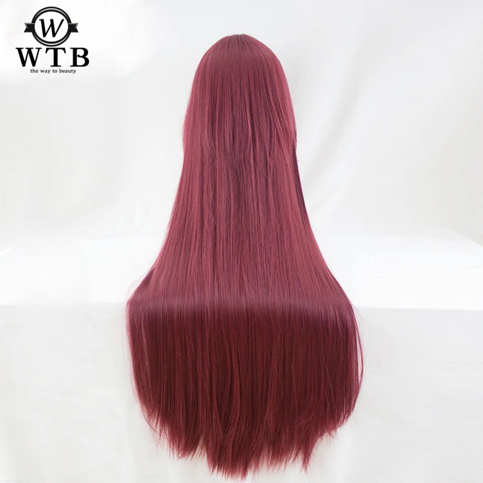 40inches Red wine WTB синтетический Scathach косплей парик Fate/Grand Order костюм для игры парики костюмы на Хэллоуин волосы высокая температура проволока материал - Цвет: 40inches Red wine
